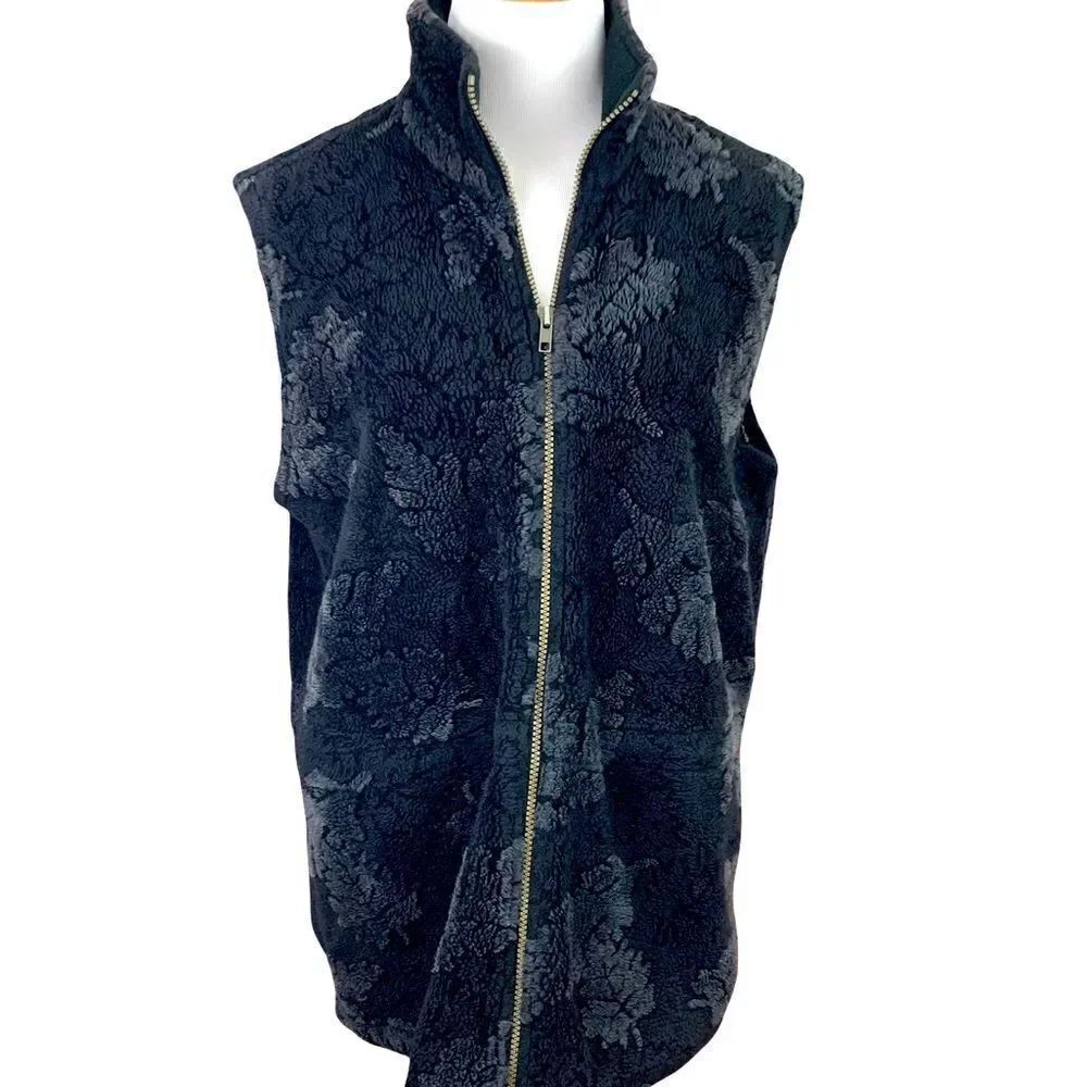 Columbia fleece leaf print zip vest S
